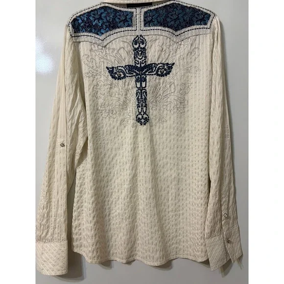 Roar Women Western Rocker Pearl Snap Shirt Large Embroidered Edgy Cowgirl Rodeo - Picture 2 of 11